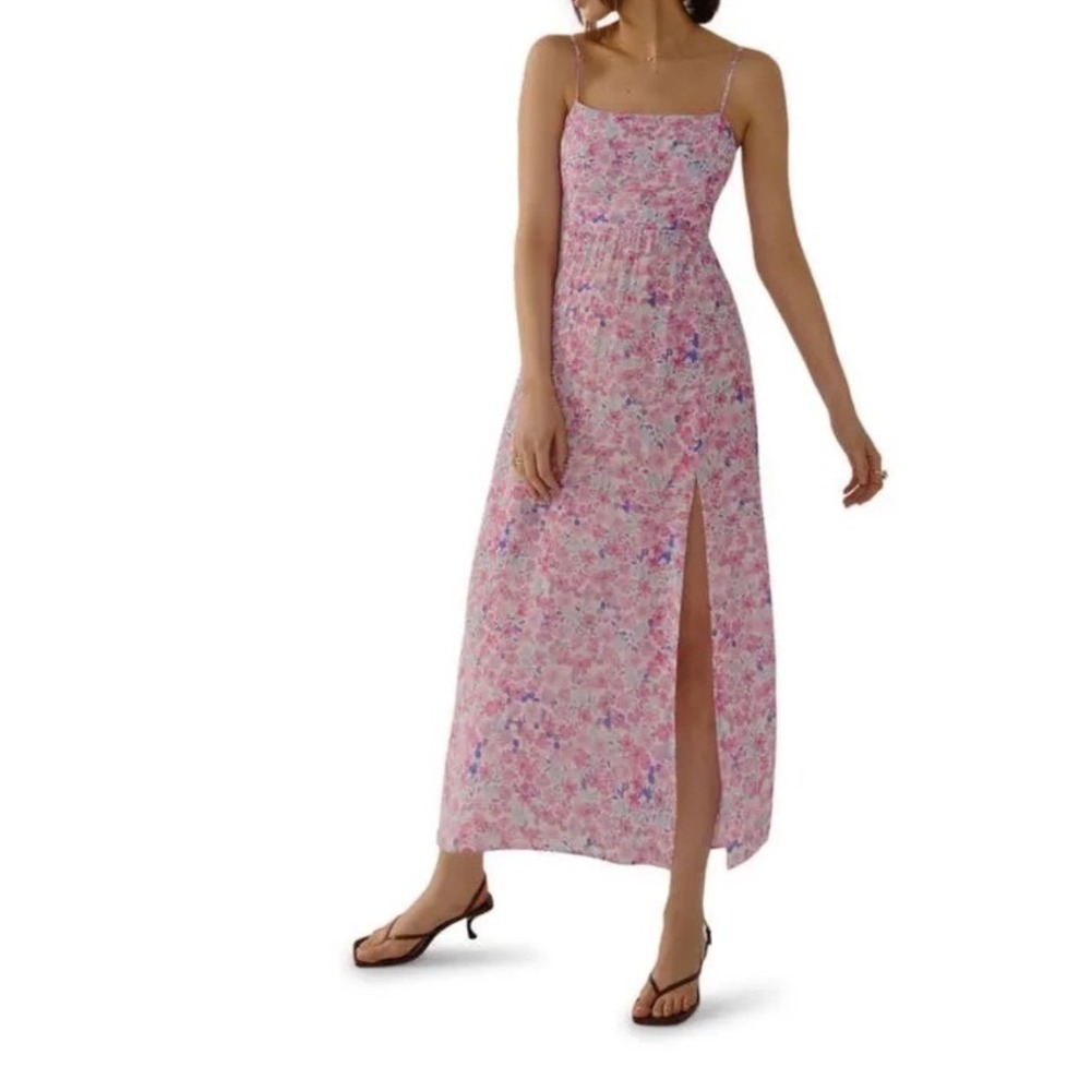FAVORITE DAUGHTER The‎ Monty Floral Midi Dress Size Medium Open Back